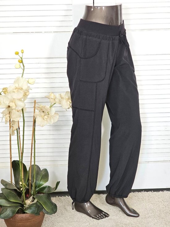 Athleta Pants - Athleta Women's Black Midtown Trouser Drawstring Hem Lined Pants Size 8 1706